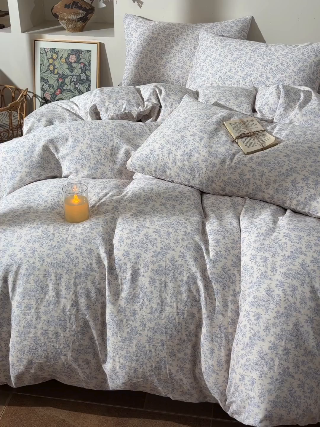 91家纺网 家纺一手货源 找家纺 富安笙 2026新款全棉纯棉双层纱四件套 月见兰-兰