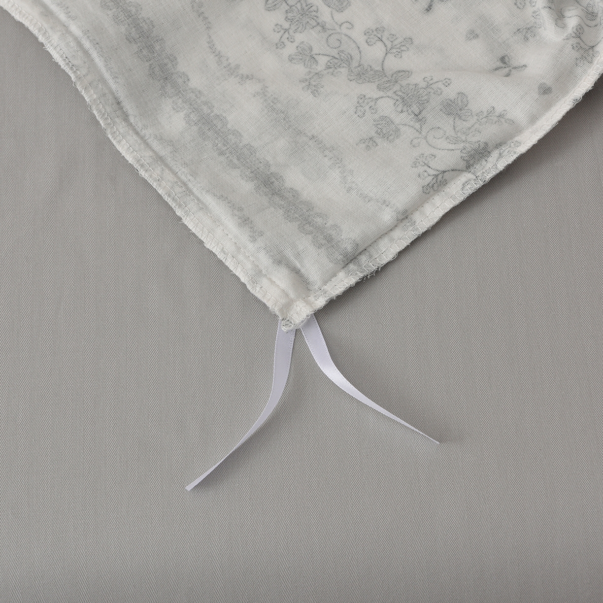 91家纺网 家纺一手货源 找家纺 富安笙 2026新款全棉纯棉双层纱四件套 沐花-灰