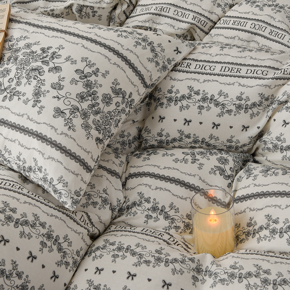 91家纺网 家纺一手货源 找家纺 富安笙 2026新款全棉纯棉双层纱四件套 沐花-灰