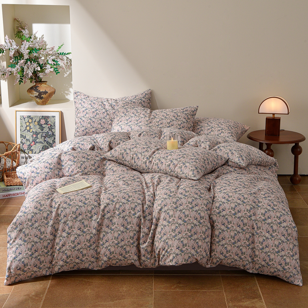 91家纺网 家纺一手货源 找家纺 富安笙 2026新款全棉纯棉双层纱四件套 锦花房