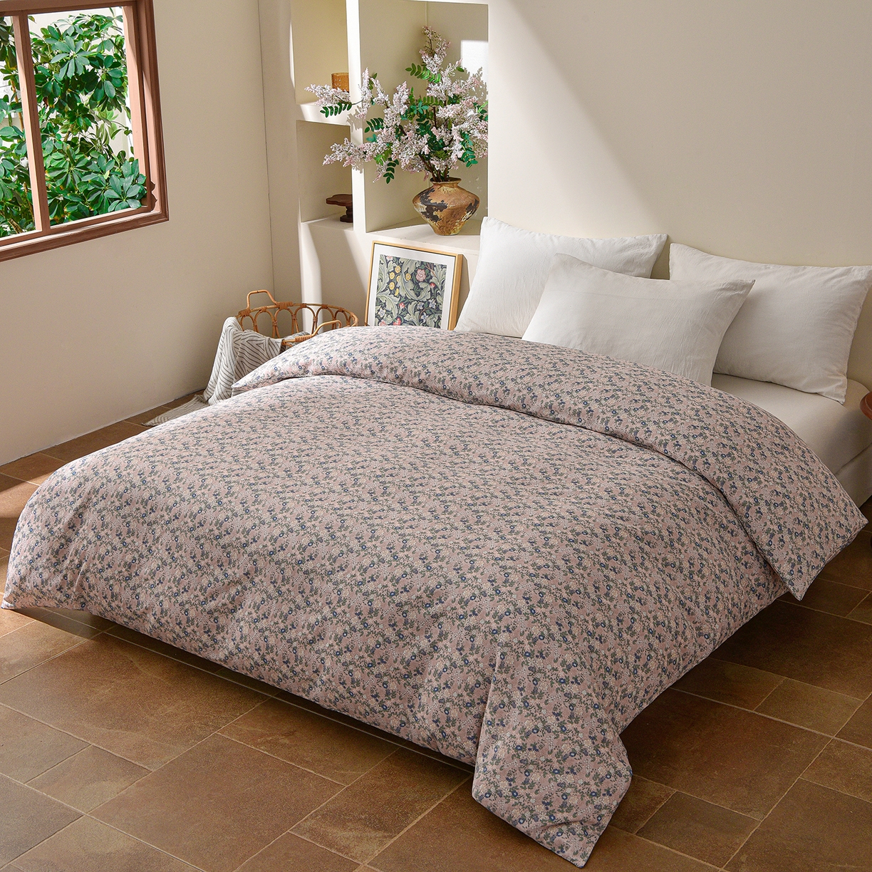 91家纺网 家纺一手货源 找家纺 富安笙 2026新款全棉纯棉双层纱四件套 锦花房