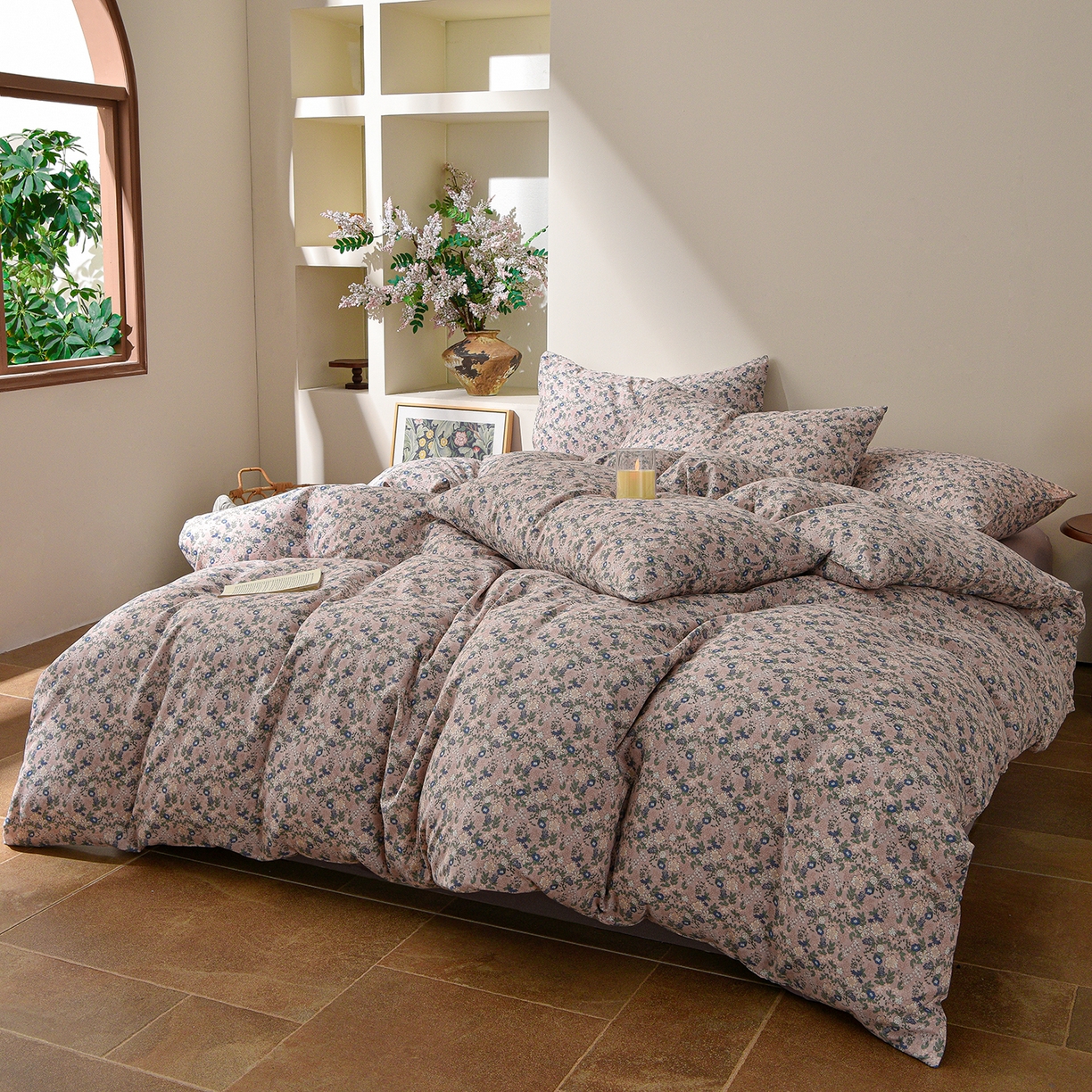 91家纺网 家纺一手货源 找家纺 富安笙 2026新款全棉纯棉双层纱四件套 锦花房