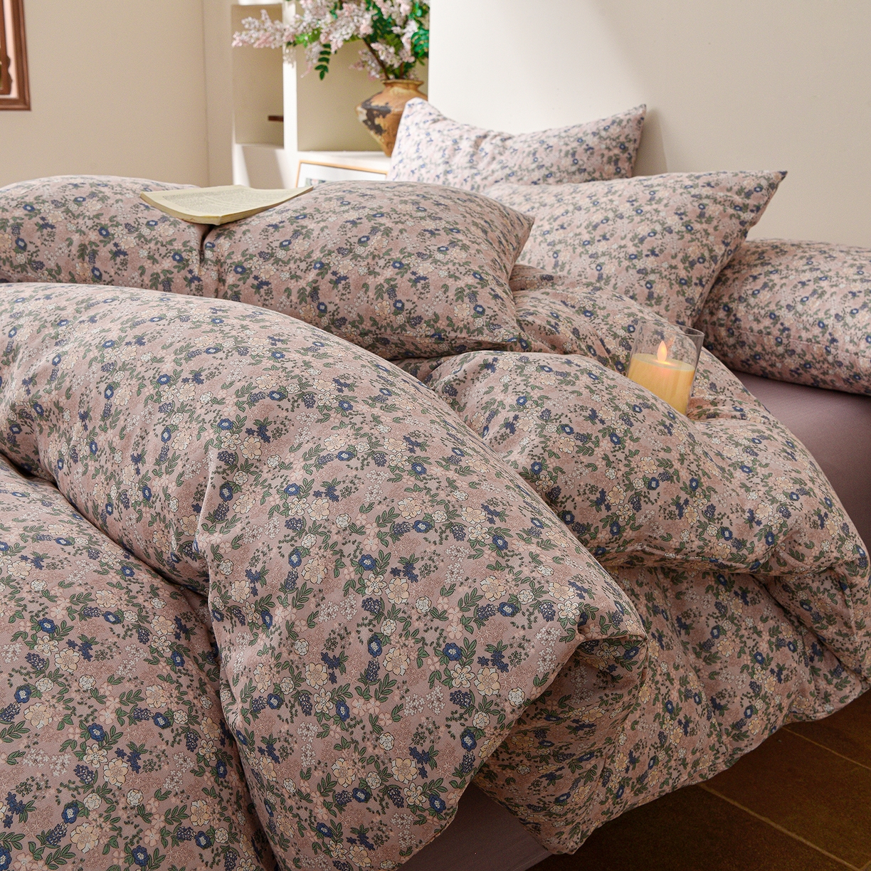 91家纺网 家纺一手货源 找家纺 富安笙 2026新款全棉纯棉双层纱四件套 锦花房