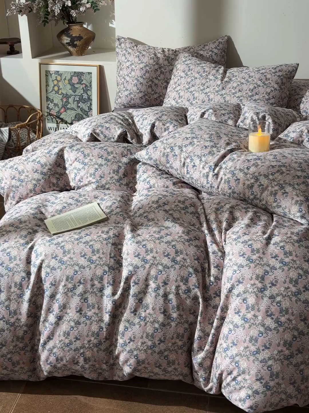 91家纺网 家纺一手货源 找家纺 富安笙 2026新款全棉纯棉双层纱四件套 锦花房