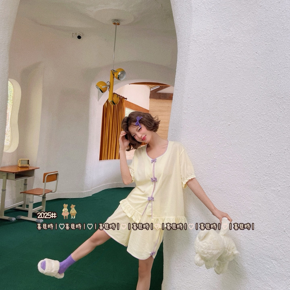 91家纺网 家纺一手货源 找家纺 （总）妍景家居生活馆 2026新款丝光棉睡衣两件套C盘扣