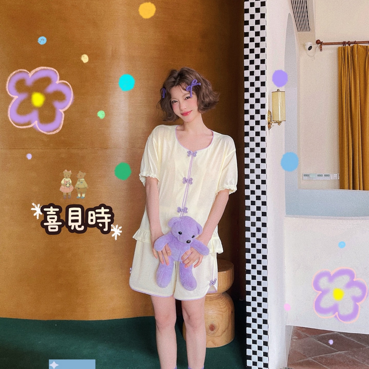 91家纺网 家纺一手货源 找家纺 （总）妍景家居生活馆 2026新款丝光棉睡衣两件套C盘扣