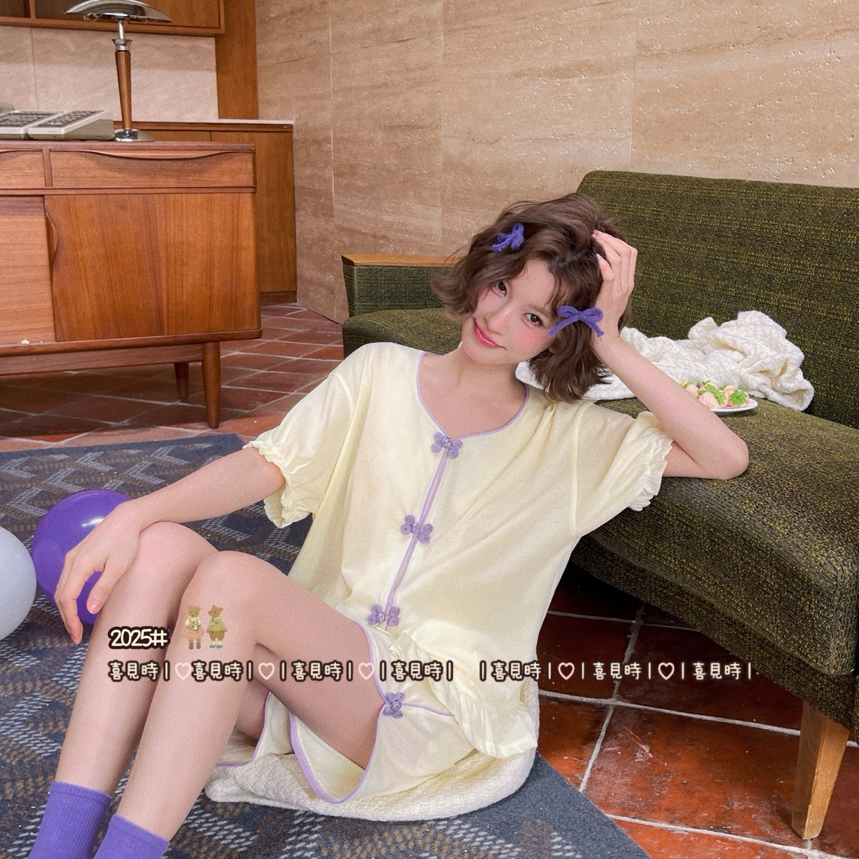 91家纺网 家纺一手货源 找家纺 （总）妍景家居生活馆 2026新款丝光棉睡衣两件套C盘扣