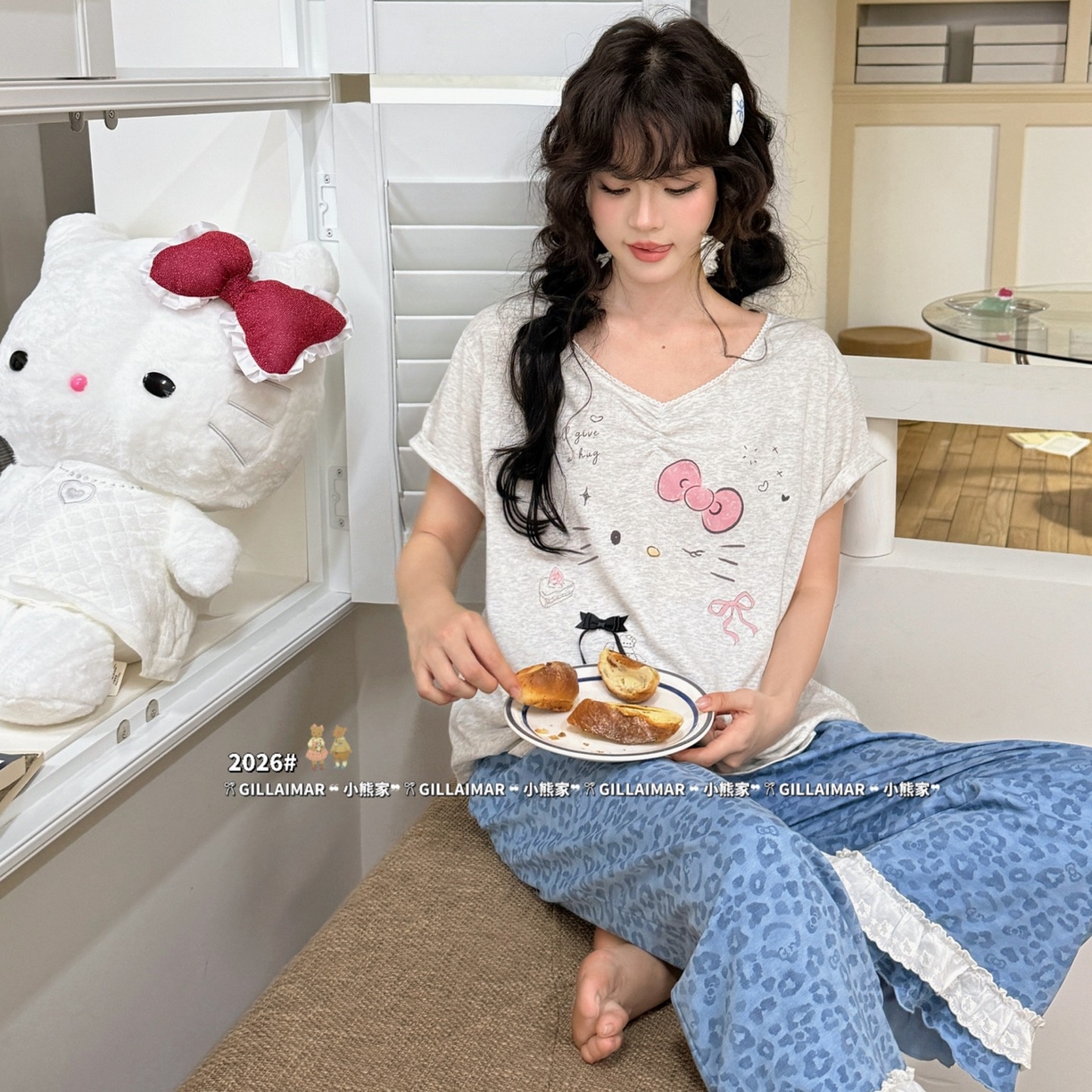 91家纺网 家纺一手货源 找家纺 （总）妍景家居生活馆 2026新款莱赛尔冰丝棉睡衣两件套KT新豹纹