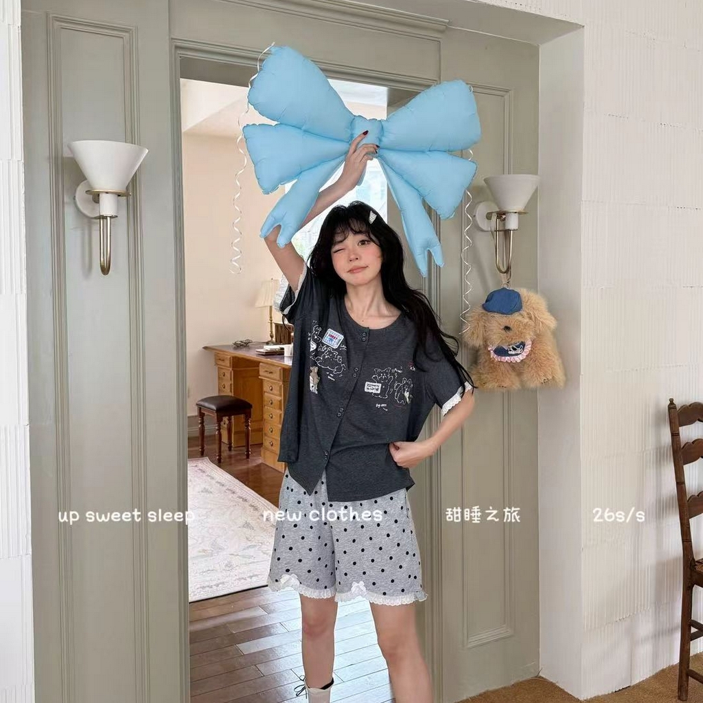 91家纺网 家纺一手货源 找家纺 （总）妍景家居生活馆 2026新款睡衣短裤两件套大耳狗系列