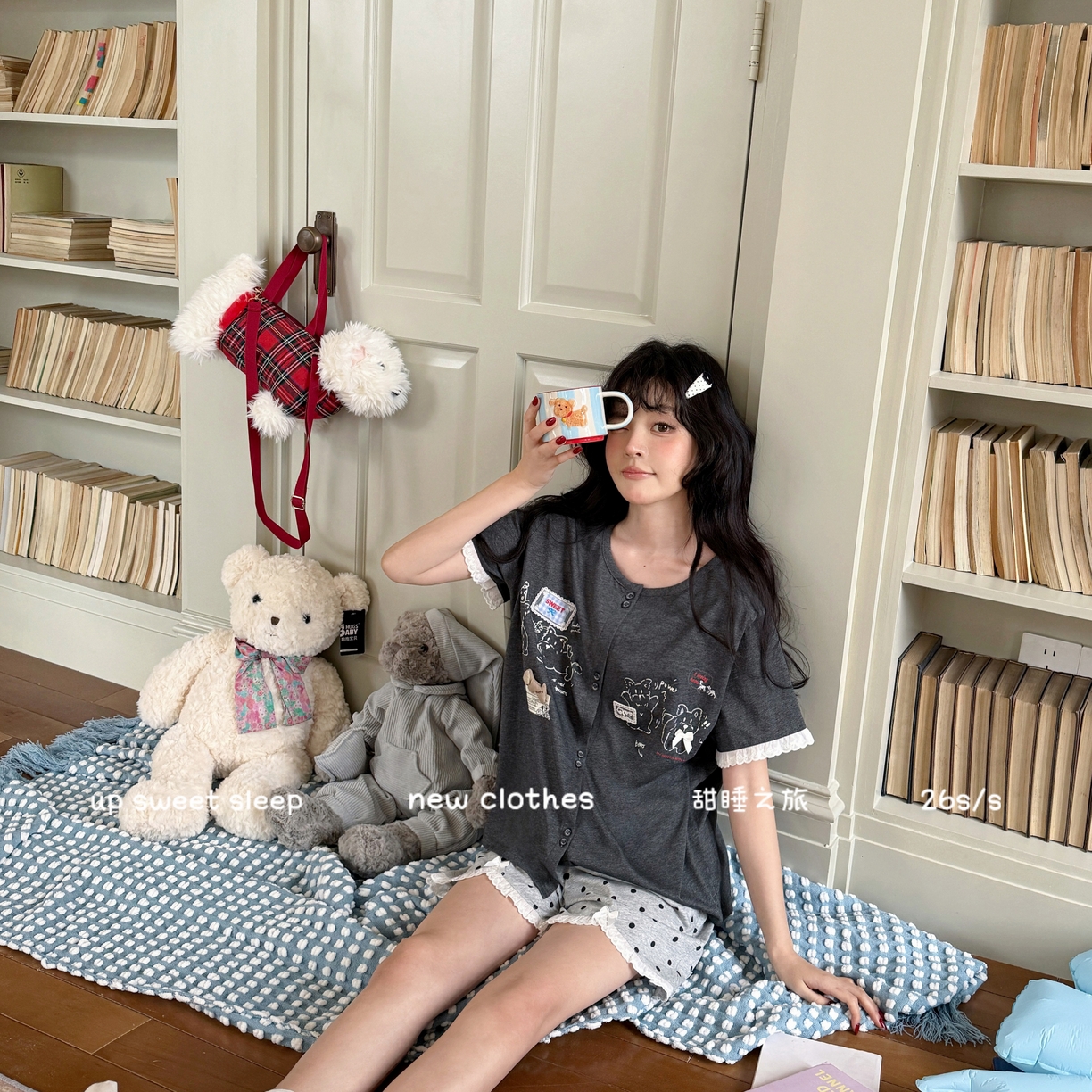 91家纺网 家纺一手货源 找家纺 （总）妍景家居生活馆 2026新款睡衣短裤两件套大耳狗系列