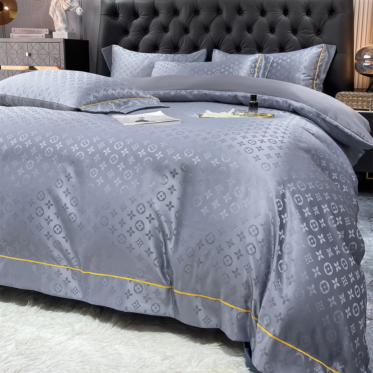 91家纺网 家纺一手货源 找家纺 （总）经年 2026新款60S贡缎提花水洗真丝四件套