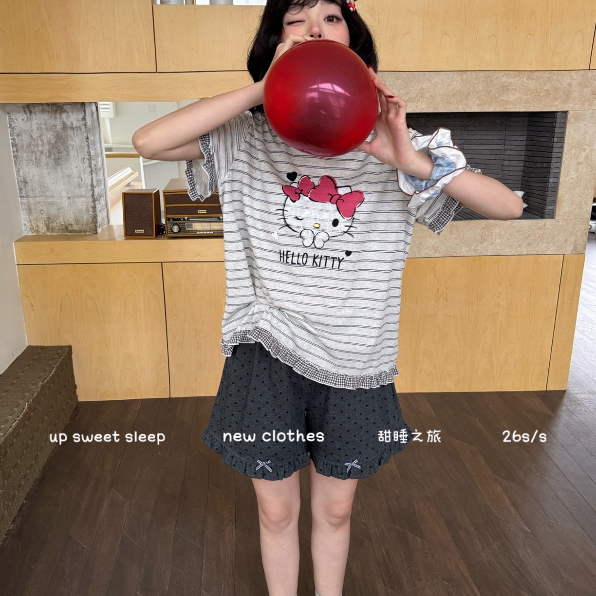 91家纺网 家纺一手货源 找家纺 （总）妍景家居生活馆 2026新款睡衣短裤两件套蜡笔KT