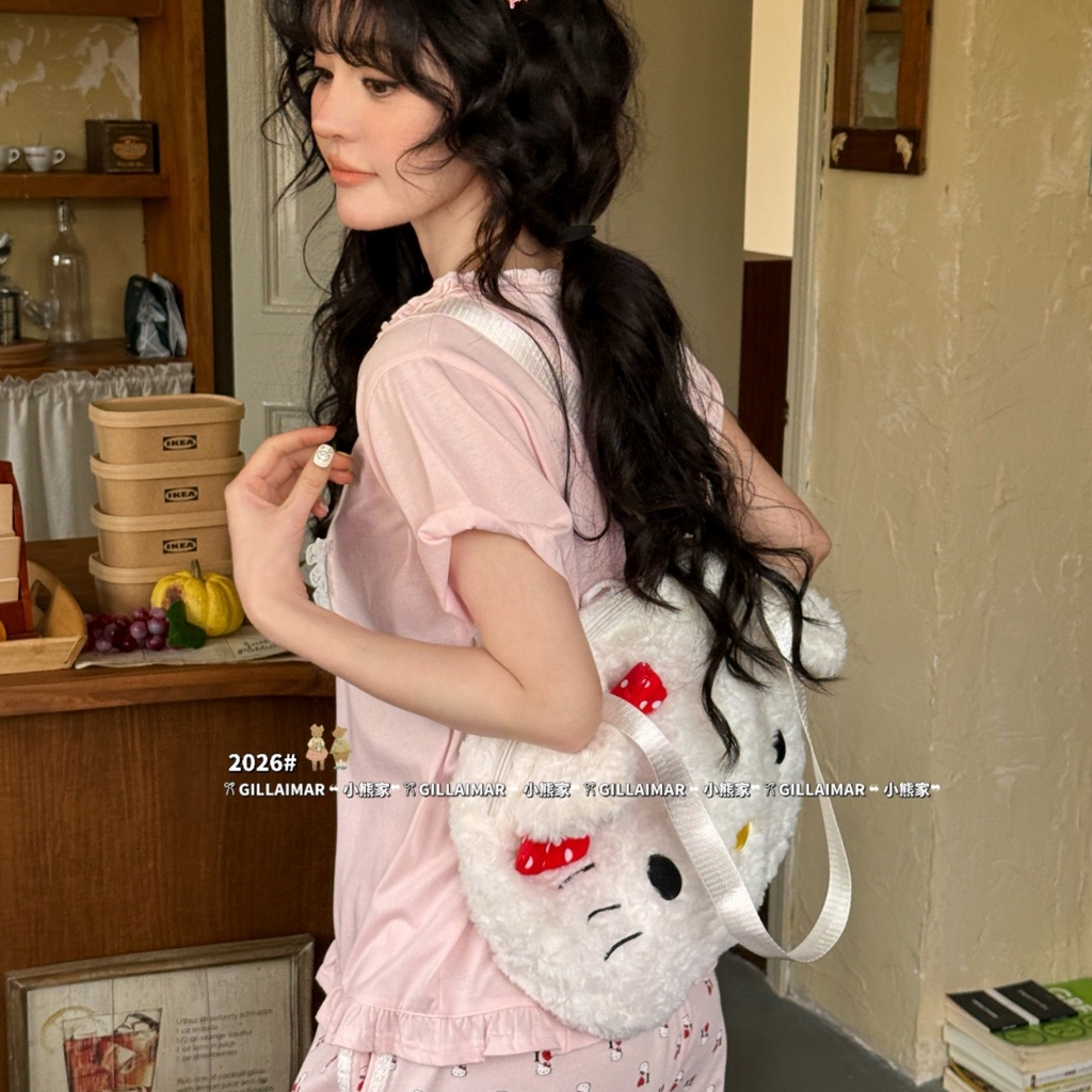 91家纺网 家纺一手货源 找家纺 （总）妍景家居生活馆 2026新款莱赛尔冰丝棉睡衣短裤两件套奶糖KT