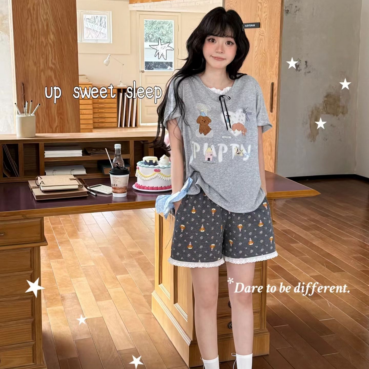 91家纺网 家纺一手货源 找家纺 （总）妍景家居生活馆 2026新款睡衣短裤两件套小奶狗系列