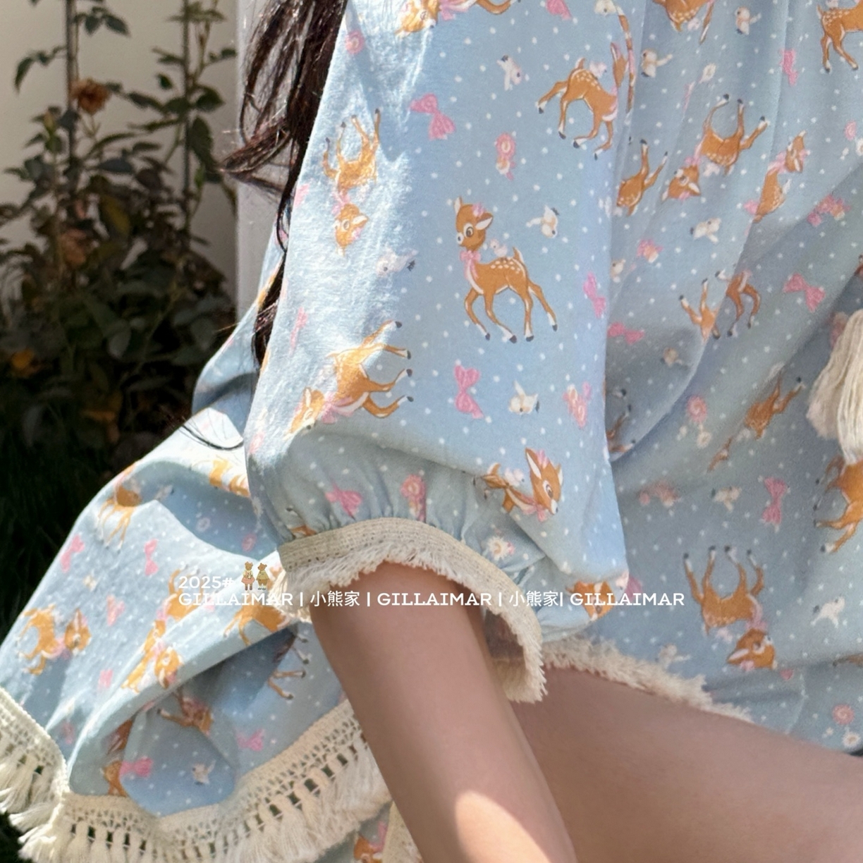 91家纺网 家纺一手货源 找家纺 （总）妍景家居生活馆 2026新款丝光棉睡衣短裤两件套小鹿