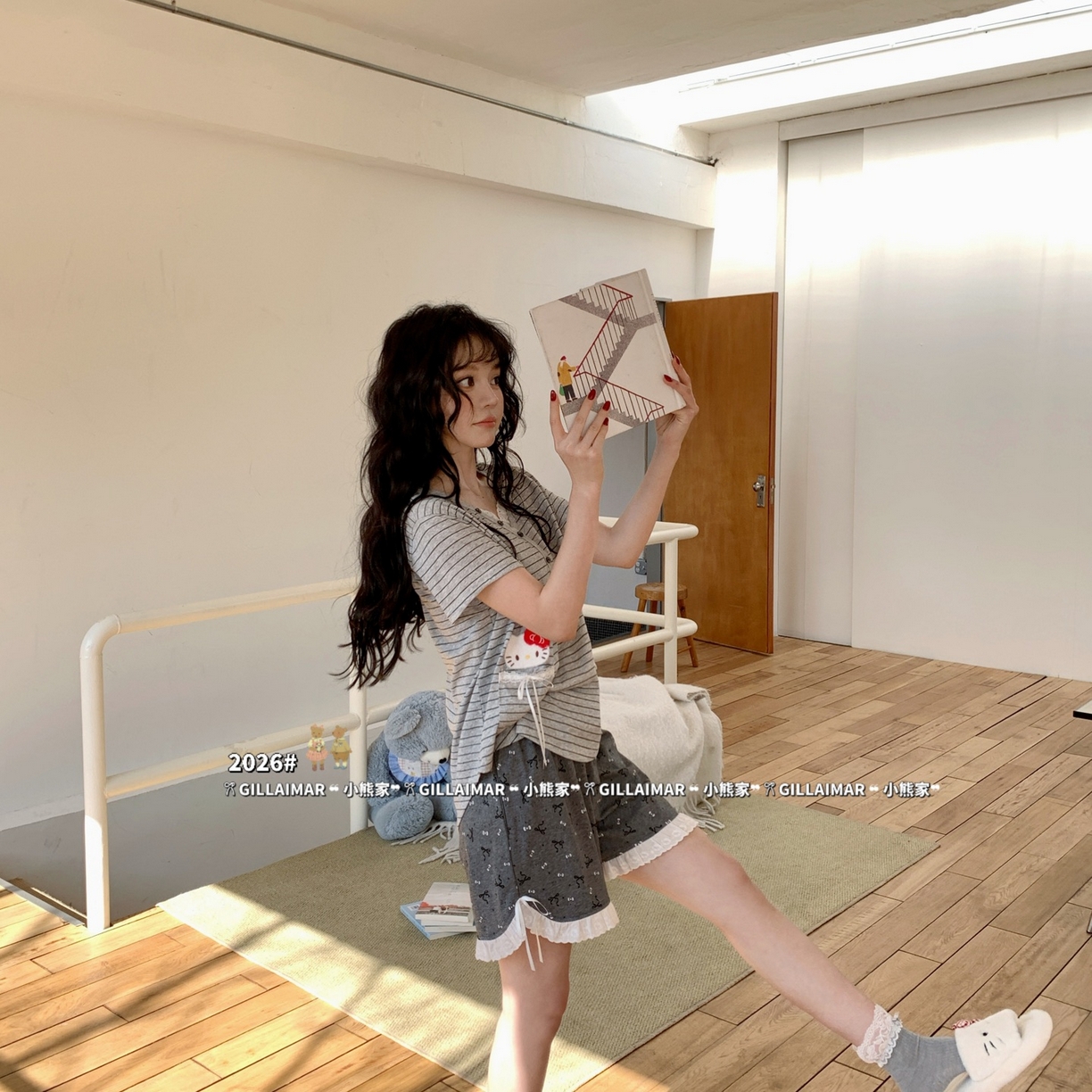 91家纺网 家纺一手货源 找家纺 （总）妍景家居生活馆 2026新款莱赛尔冰丝棉睡衣短裤两件套口袋KT