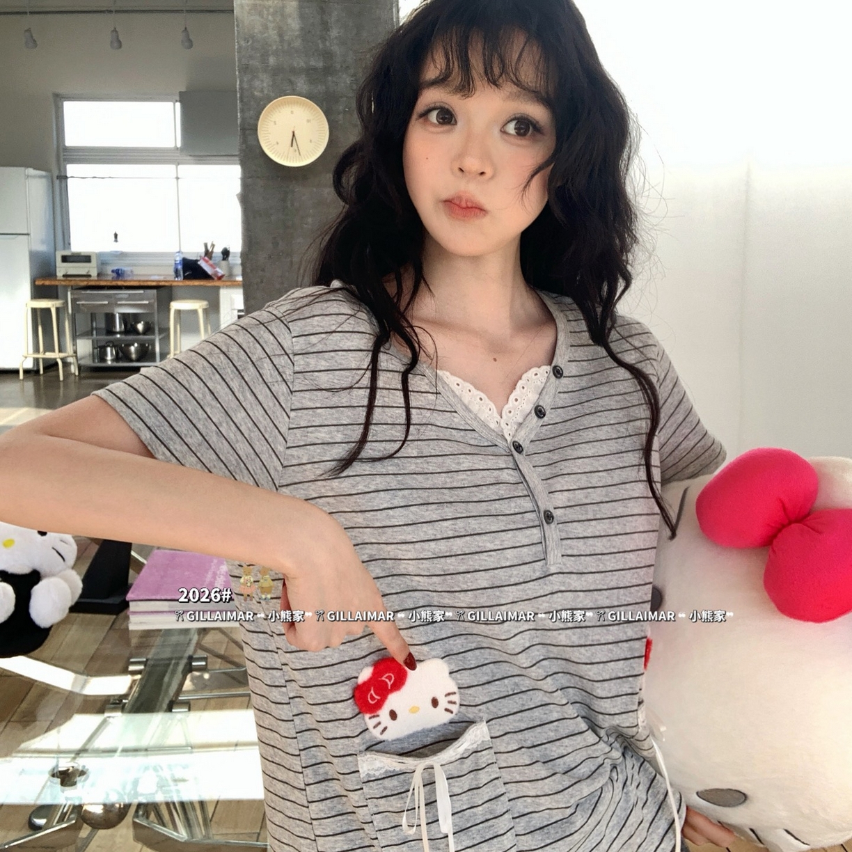 91家纺网 家纺一手货源 找家纺 （总）妍景家居生活馆 2026新款莱赛尔冰丝棉睡衣短裤两件套口袋KT