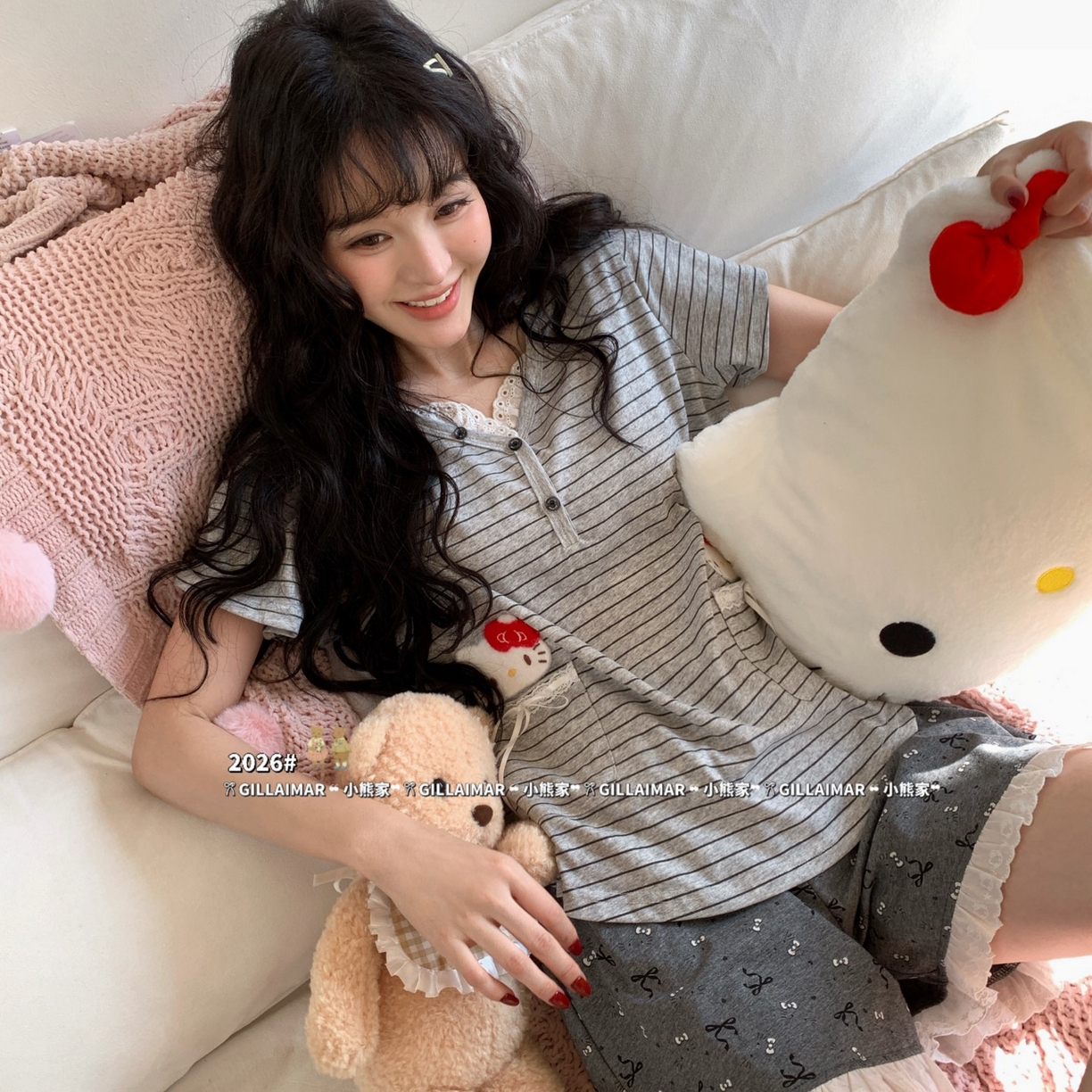 91家纺网 家纺一手货源 找家纺 （总）妍景家居生活馆 2026新款莱赛尔冰丝棉睡衣短裤两件套口袋KT