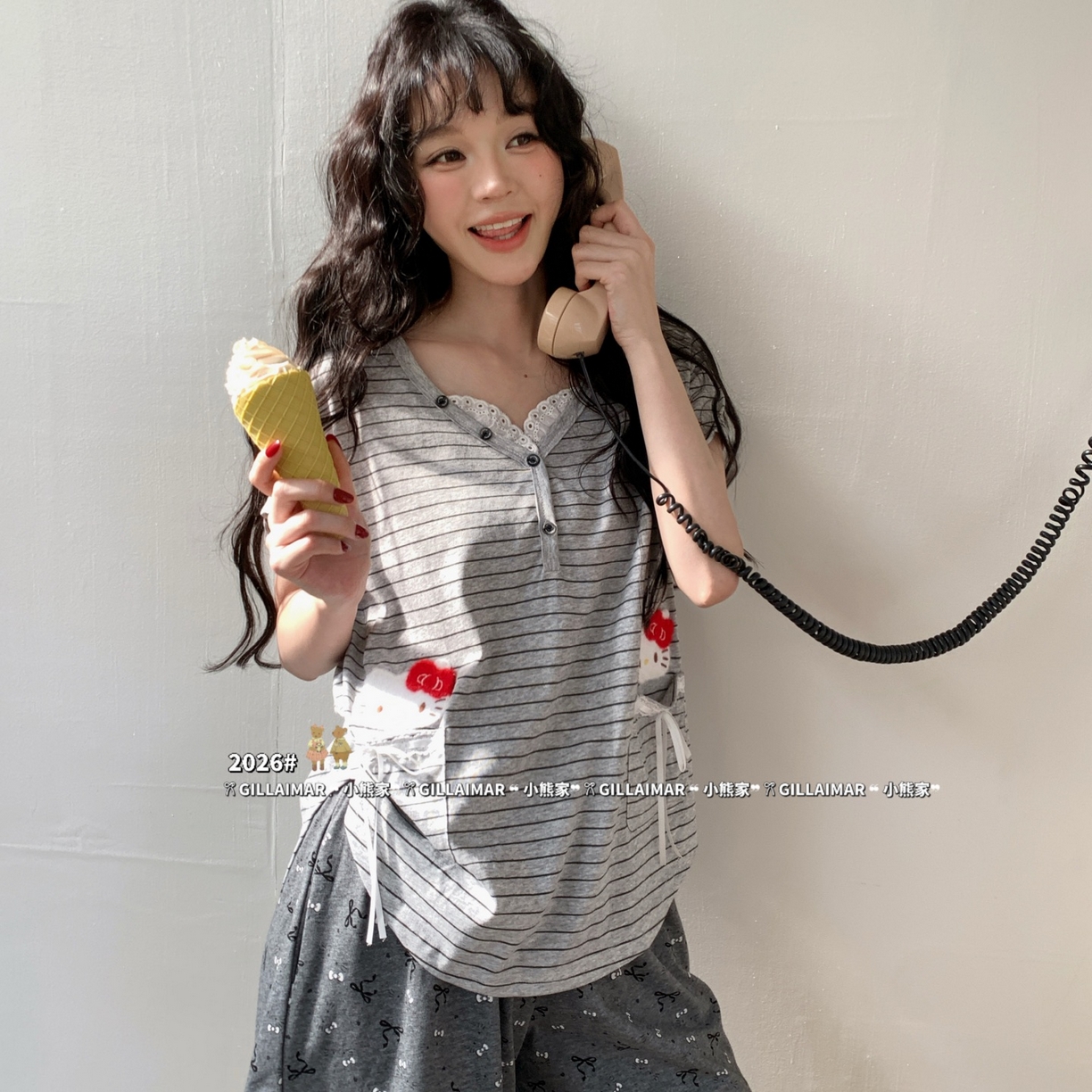 91家纺网 家纺一手货源 找家纺 （总）妍景家居生活馆 2026新款莱赛尔冰丝棉睡衣短裤两件套口袋KT