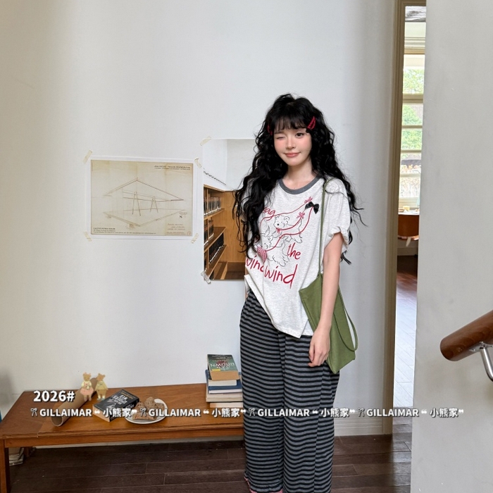 91家纺网 家纺一手货源 找家纺 （总）妍景家居生活馆 2026新款莱赛尔冰丝棉睡衣两件套遛遛狗