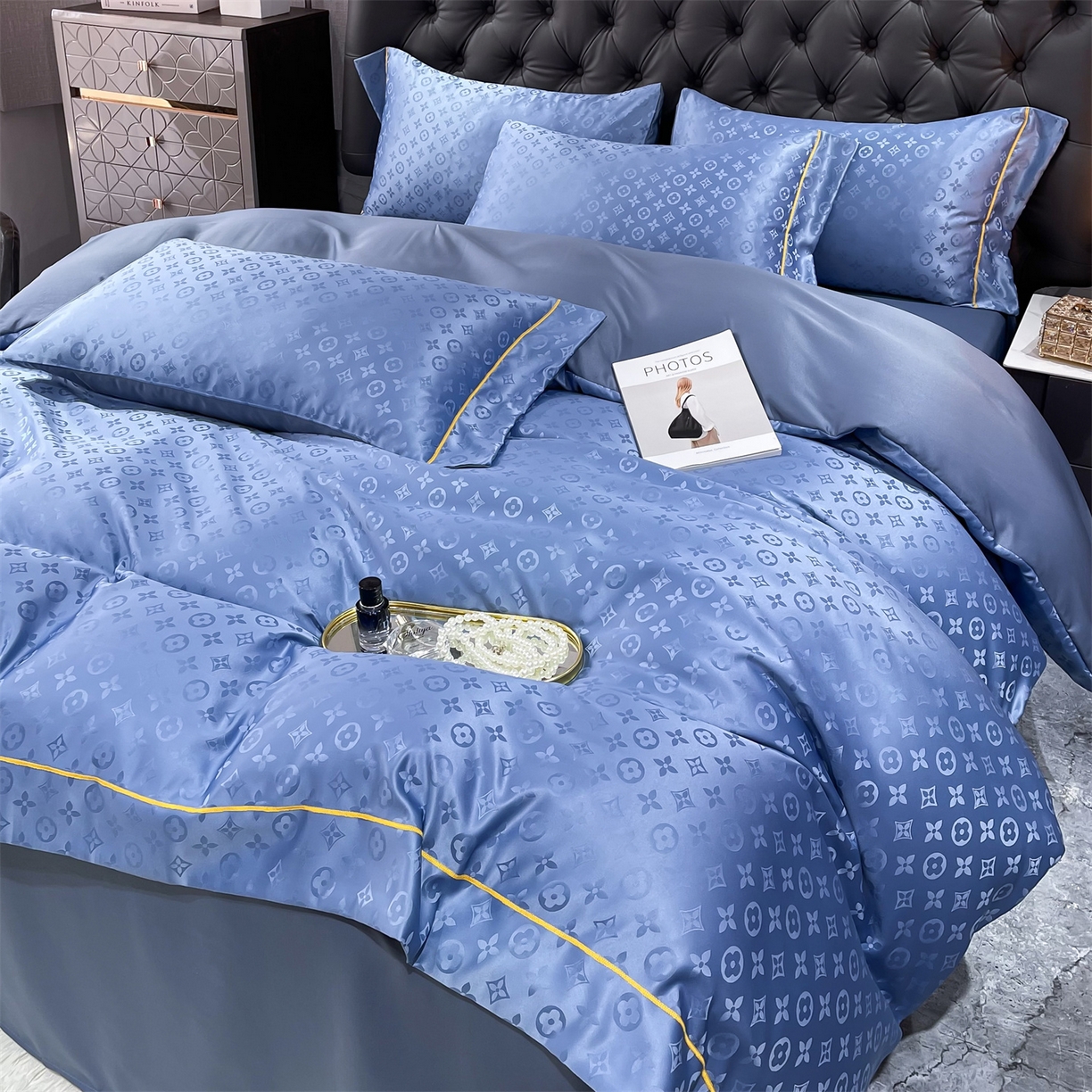 91家纺网 家纺一手货源 找家纺 经年 2026新款60S贡缎提花水洗真丝四件套 艾诺维-艳兰