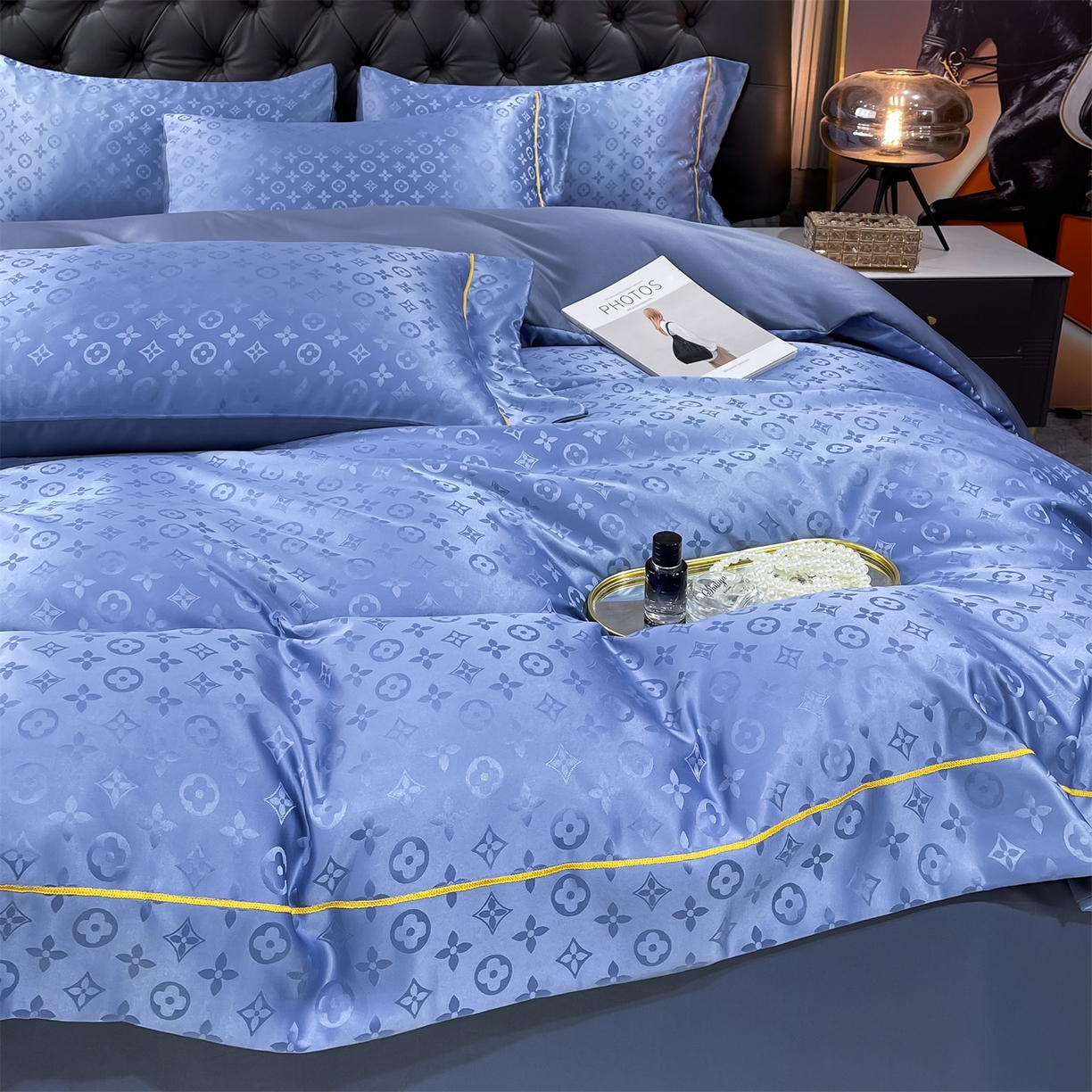 91家纺网 家纺一手货源 找家纺 经年 2026新款60S贡缎提花水洗真丝四件套 艾诺维-艳兰