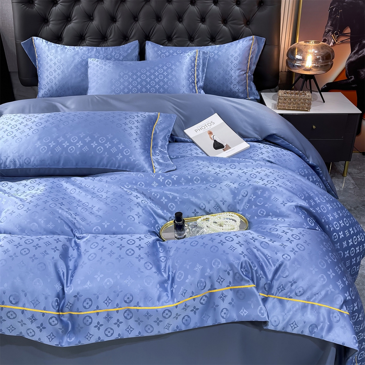 91家纺网 家纺一手货源 找家纺 经年 2026新款60S贡缎提花水洗真丝四件套 艾诺维-艳兰