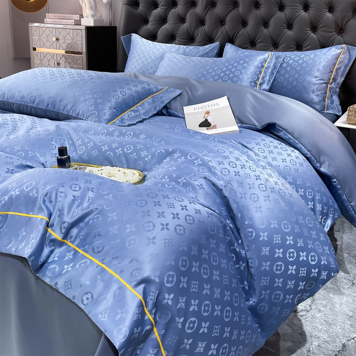 91家纺网 家纺一手货源 找家纺 经年 2026新款60S贡缎提花水洗真丝四件套 艾诺维-艳兰