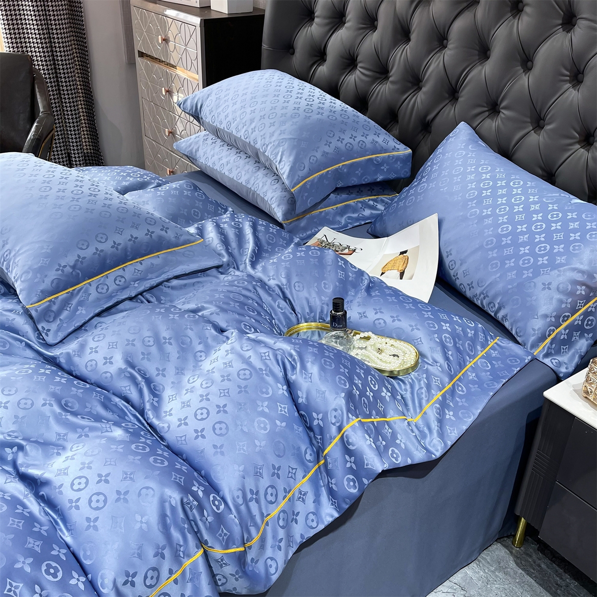 91家纺网 家纺一手货源 找家纺 经年 2026新款60S贡缎提花水洗真丝四件套 艾诺维-艳兰