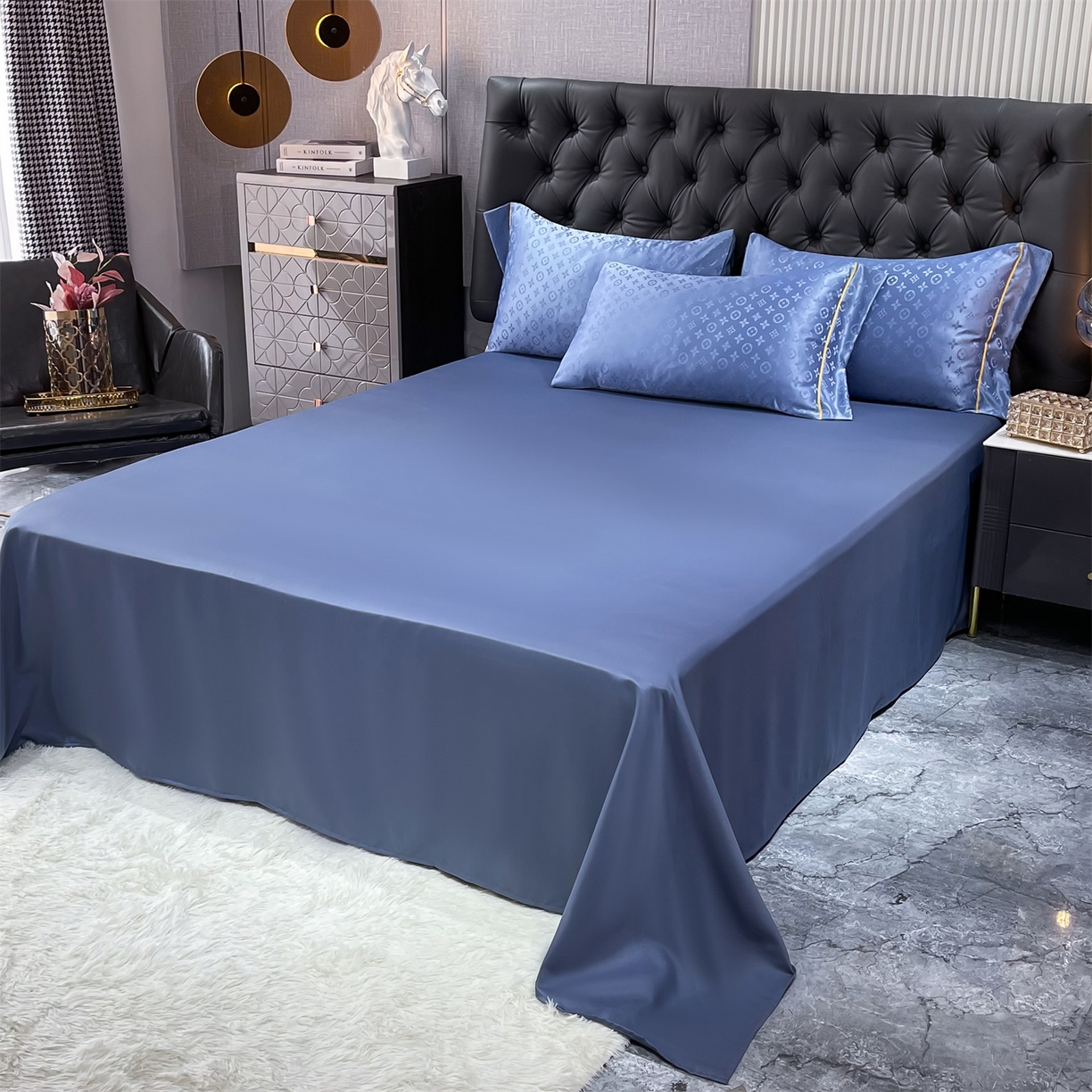 91家纺网 家纺一手货源 找家纺 经年 2026新款60S贡缎提花水洗真丝四件套 艾诺维-艳兰