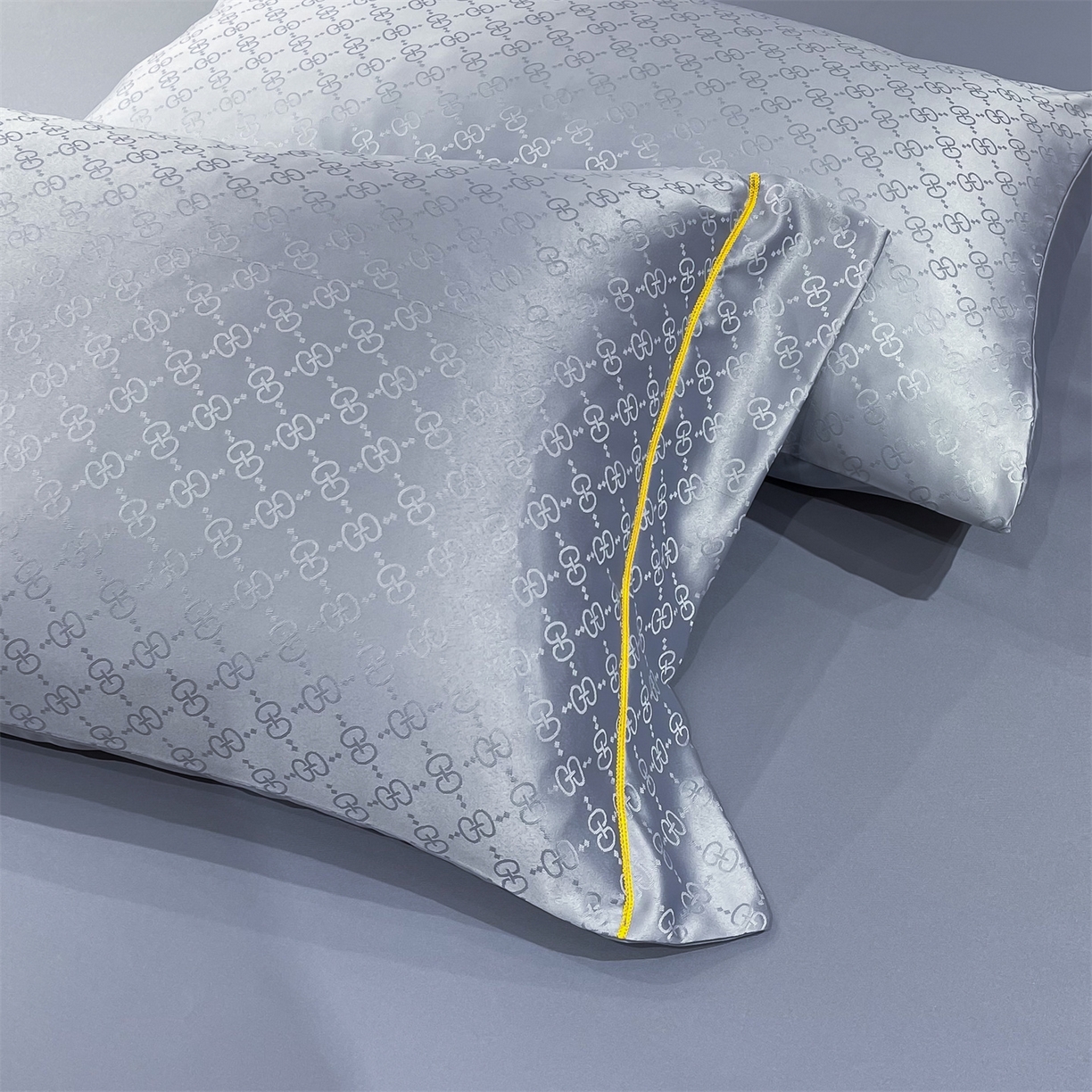 91家纺网 家纺一手货源 找家纺 经年 2026新款60S贡缎提花水洗真丝四件套 格调-石灰