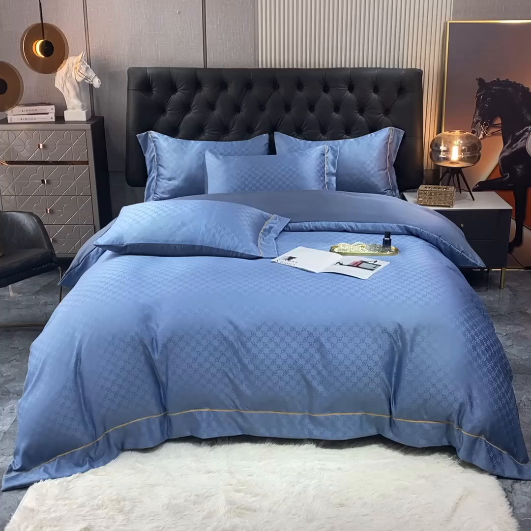 91家纺网 家纺一手货源 找家纺 经年 2026新款60S贡缎提花水洗真丝四件套 格调-艳兰