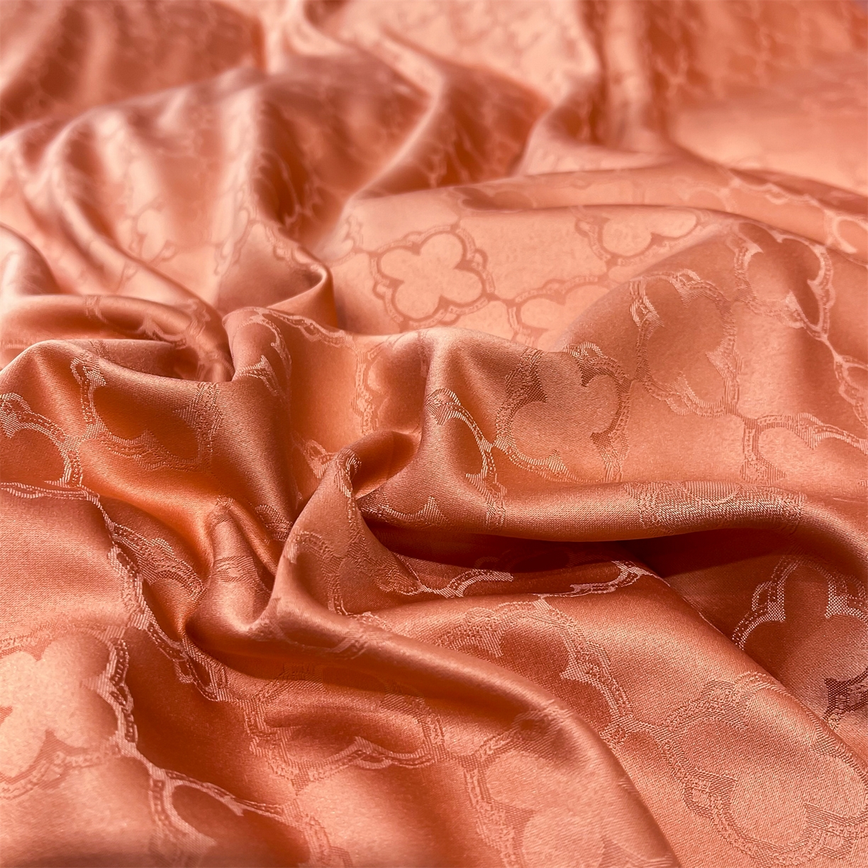 91家纺网 家纺一手货源 找家纺 经年 2026新款60S贡缎提花水洗真丝四件套 香瑾-艾玛橙