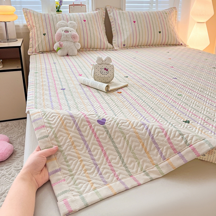 91家纺网 家纺一手货源 找家纺 （总）忆生活家纺 2026新款A类全棉老粗布软凉席夹棉床盖可机洗