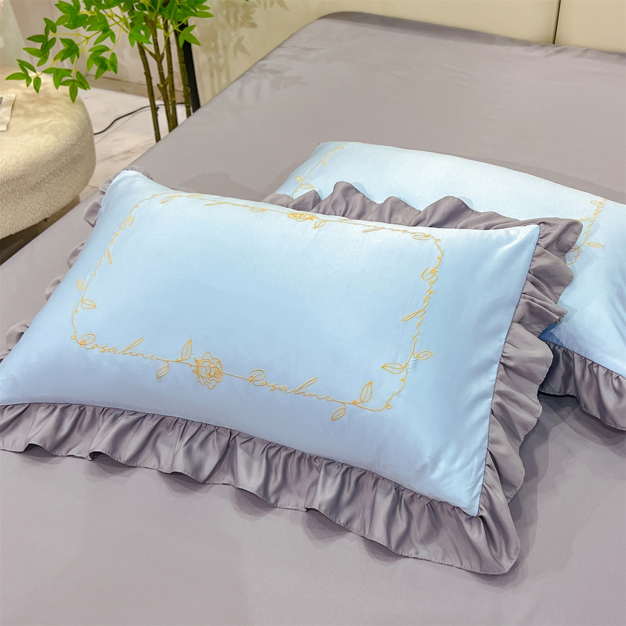 91家纺网 家纺一手货源 找家纺 经年 2026新款水洗真丝韩版四件套 一世-蓝灰