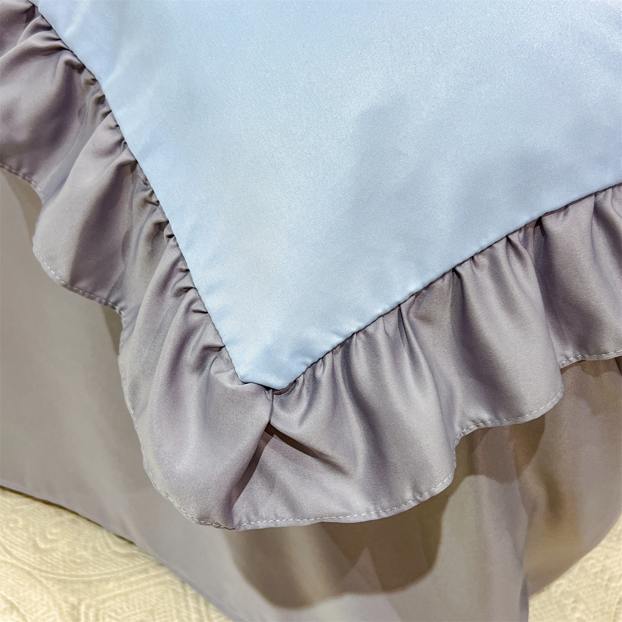 91家纺网 家纺一手货源 找家纺 经年 2026新款水洗真丝韩版四件套 一世-蓝灰