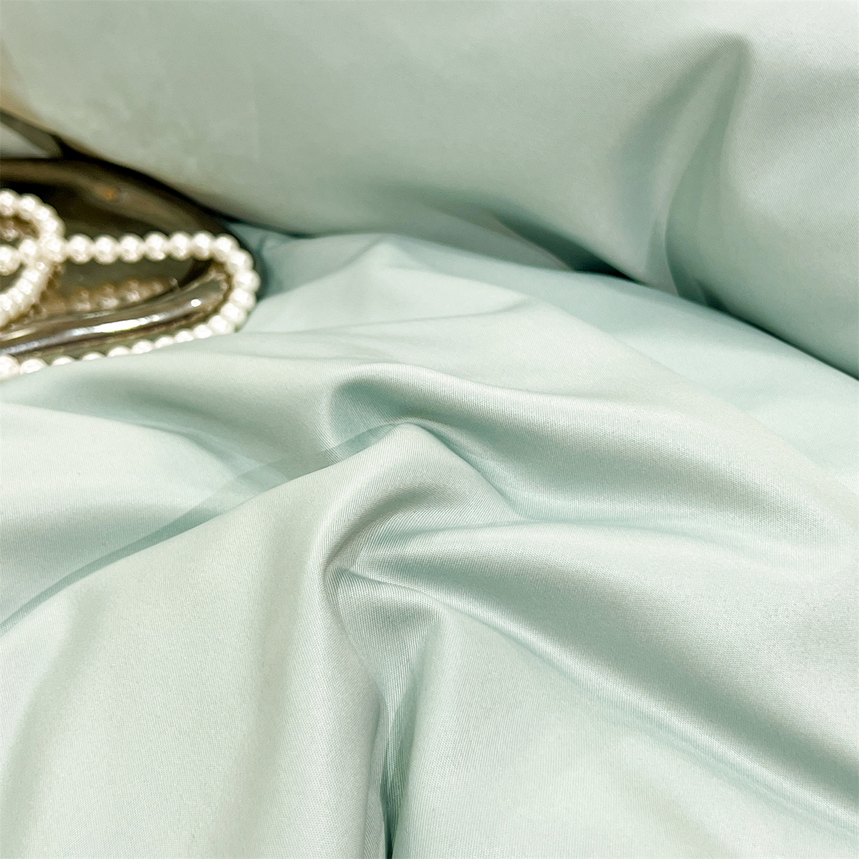 91家纺网 家纺一手货源 找家纺 经年 2026新款水洗真丝韩版四件套 一世-抹茶浅灰