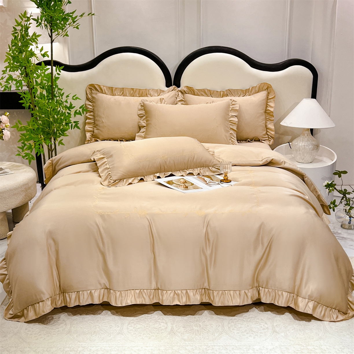 91家纺网 家纺一手货源 找家纺 经年 2026新款水洗真丝韩版四件套 一世-香槟