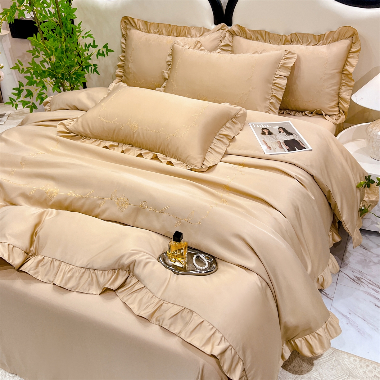 91家纺网 家纺一手货源 找家纺 经年 2026新款水洗真丝韩版四件套 一世-香槟