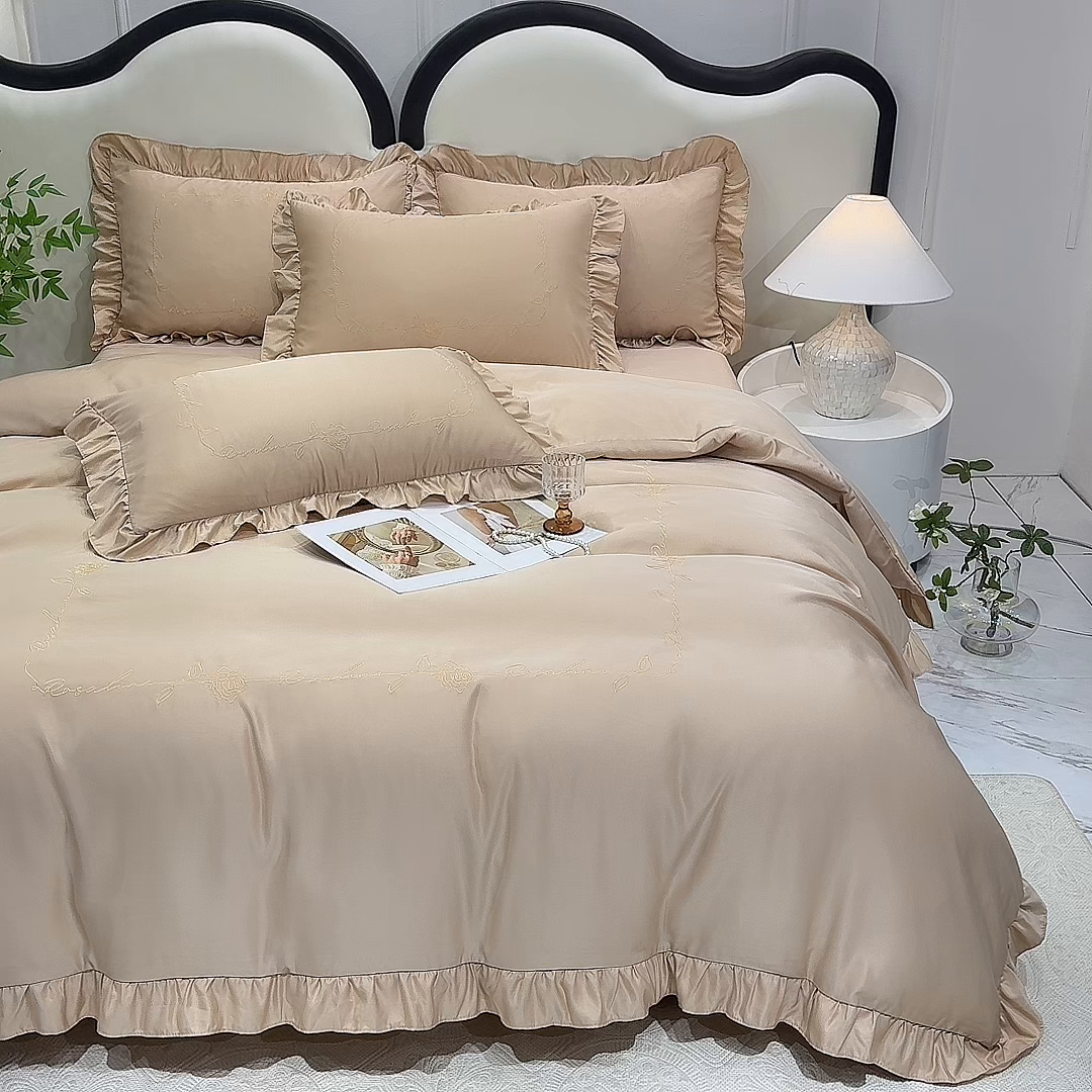 91家纺网 家纺一手货源 找家纺 经年 2026新款水洗真丝韩版四件套 一世-香槟