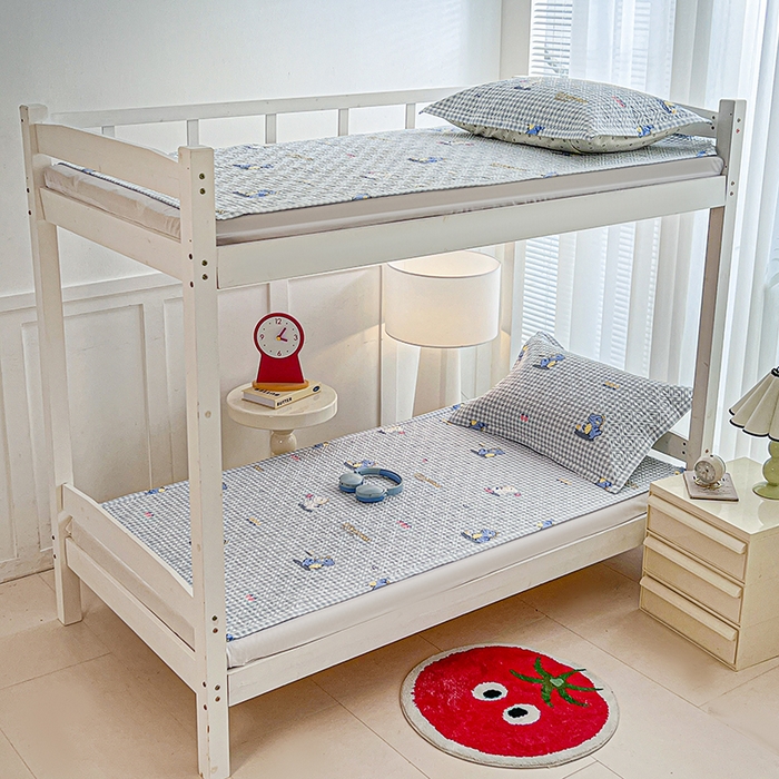 91家纺网 家纺一手货源 找家纺 （总）忆生活家纺 2026新款学生床全棉老粗布软凉席老粗布夹棉床盖上下铺