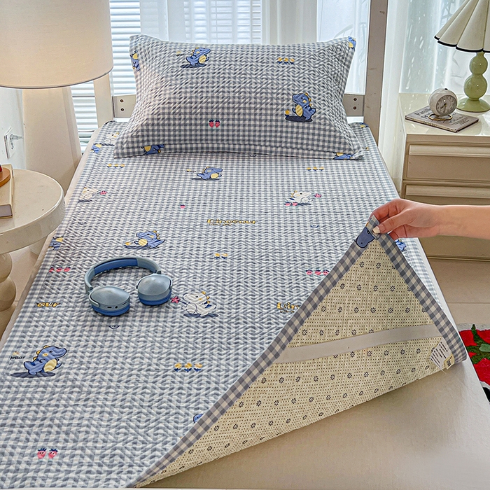 91家纺网 家纺一手货源 找家纺 （总）忆生活家纺 2026新款学生床全棉老粗布软凉席老粗布夹棉床盖上下铺