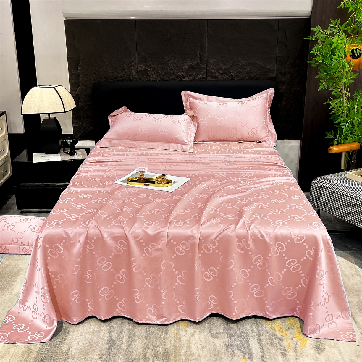 91家纺网 家纺一手货源 找家纺 经年 2026新款水洗真丝提花床单单床单床单单件 洛克-粉玉