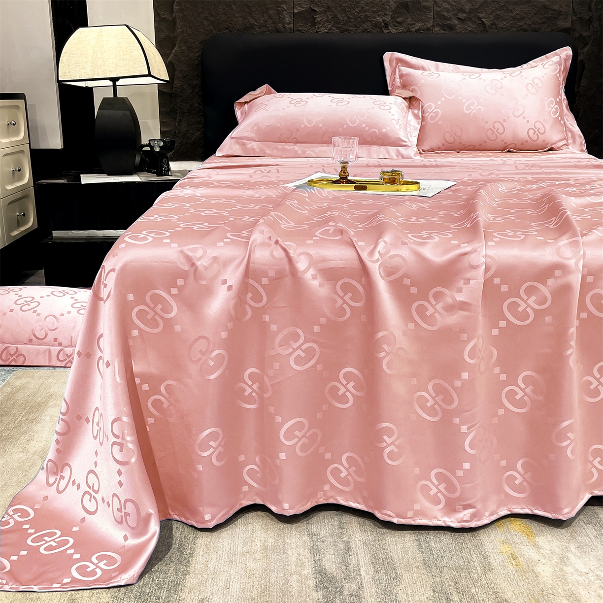 91家纺网 家纺一手货源 找家纺 经年 2026新款水洗真丝提花床单单床单床单单件 洛克-粉玉