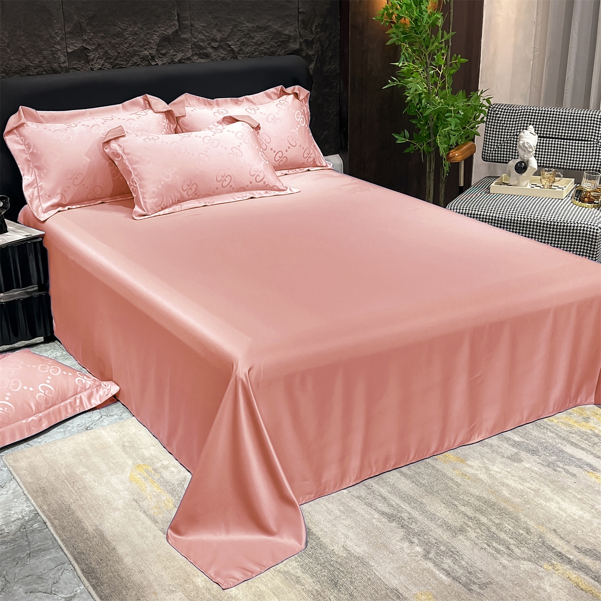 91家纺网 家纺一手货源 找家纺 经年 2026新款水洗真丝提花床单单床单床单单件 洛克-粉玉