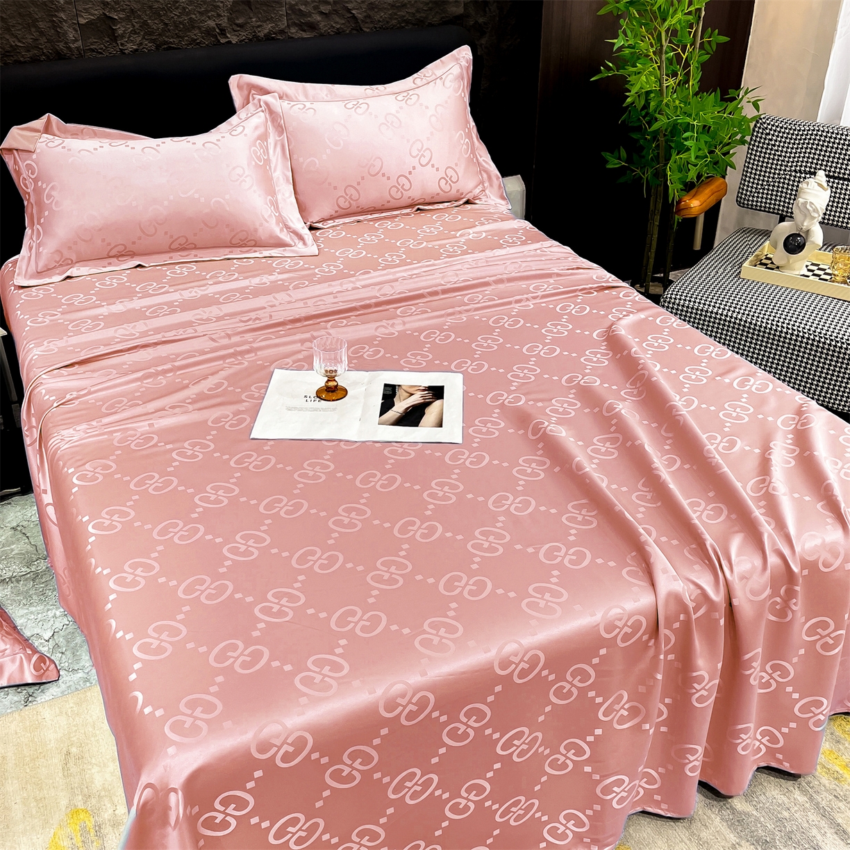 91家纺网 家纺一手货源 找家纺 经年 2026新款水洗真丝提花床单单床单床单单件 洛克-粉玉