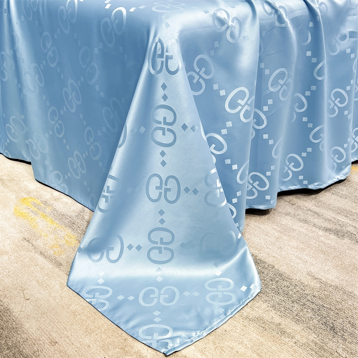 91家纺网 家纺一手货源 找家纺 经年 2026新款水洗真丝提花床单单床单床单单件 洛克-天蓝