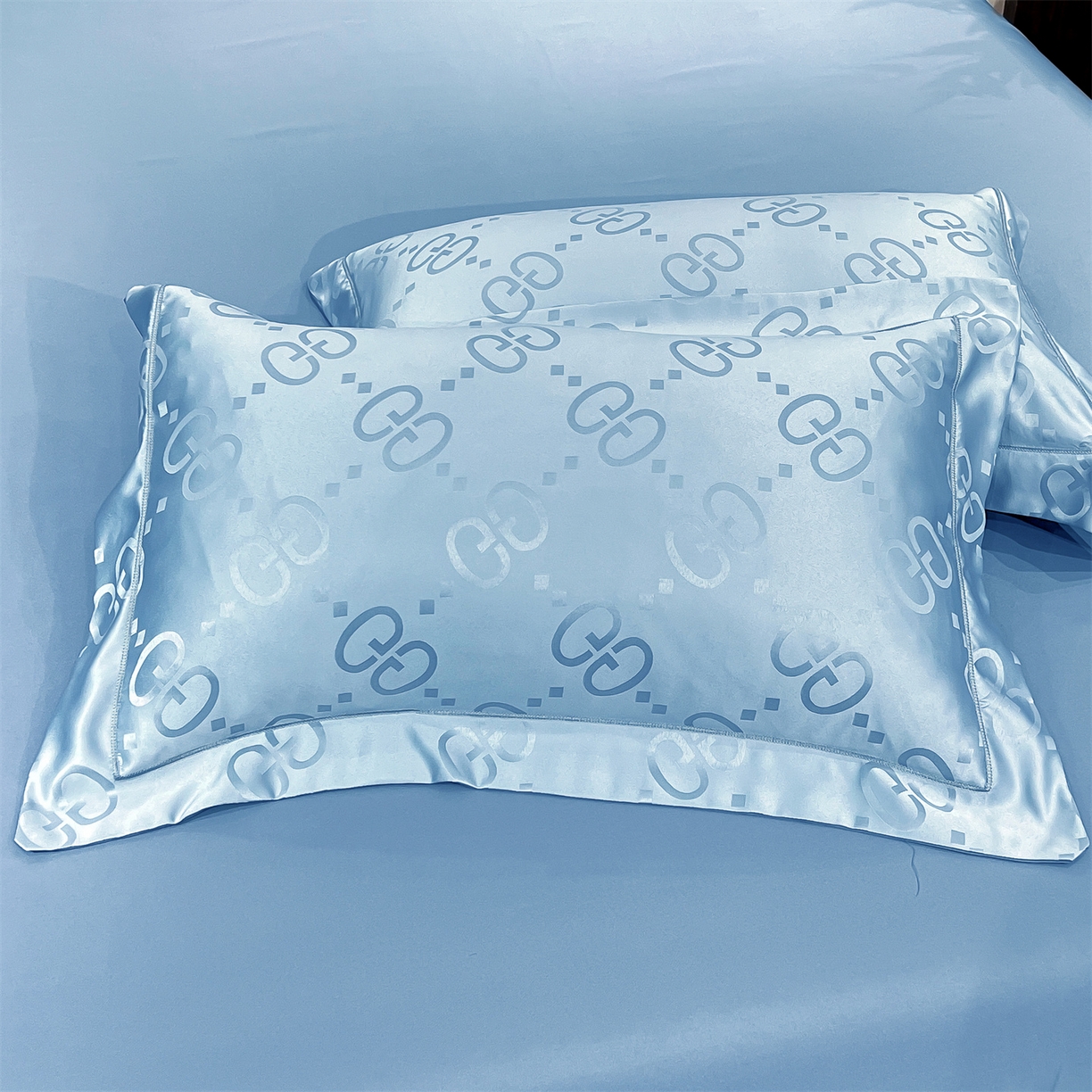 91家纺网 家纺一手货源 找家纺 经年 2026新款水洗真丝提花床单单床单床单单件 洛克-天蓝