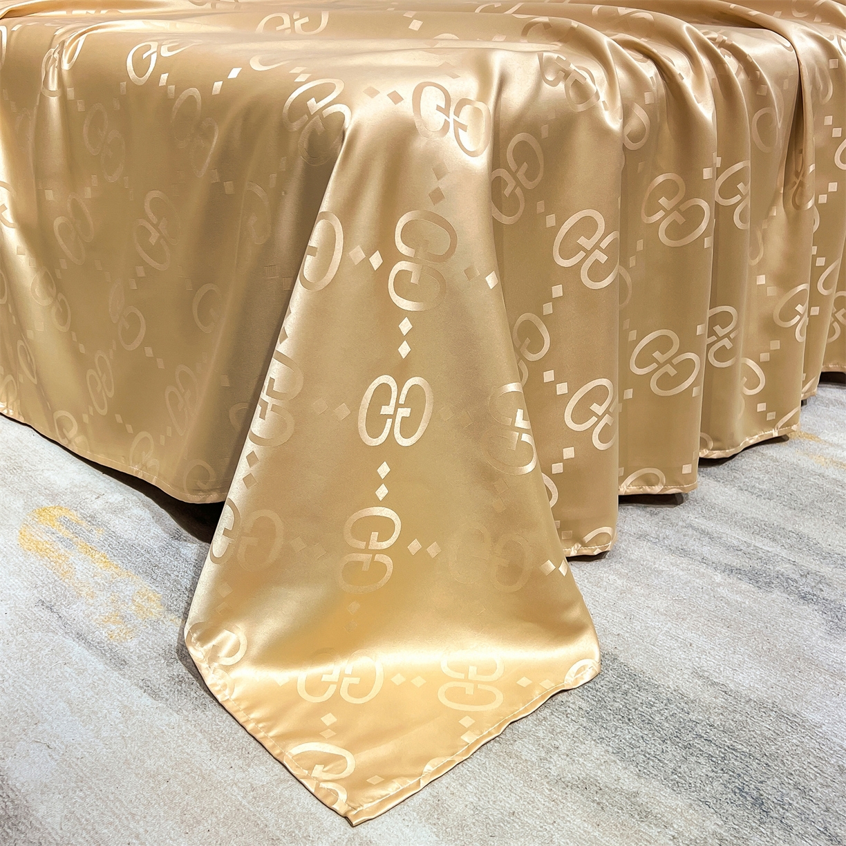 91家纺网 家纺一手货源 找家纺 经年 2026新款水洗真丝提花床单单床单床单单件 洛克-香槟