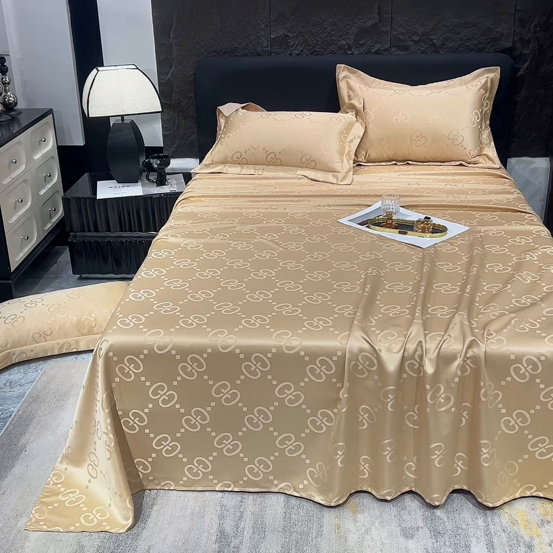 91家纺网 家纺一手货源 找家纺 经年 2026新款水洗真丝提花床单单床单床单单件 洛克-香槟